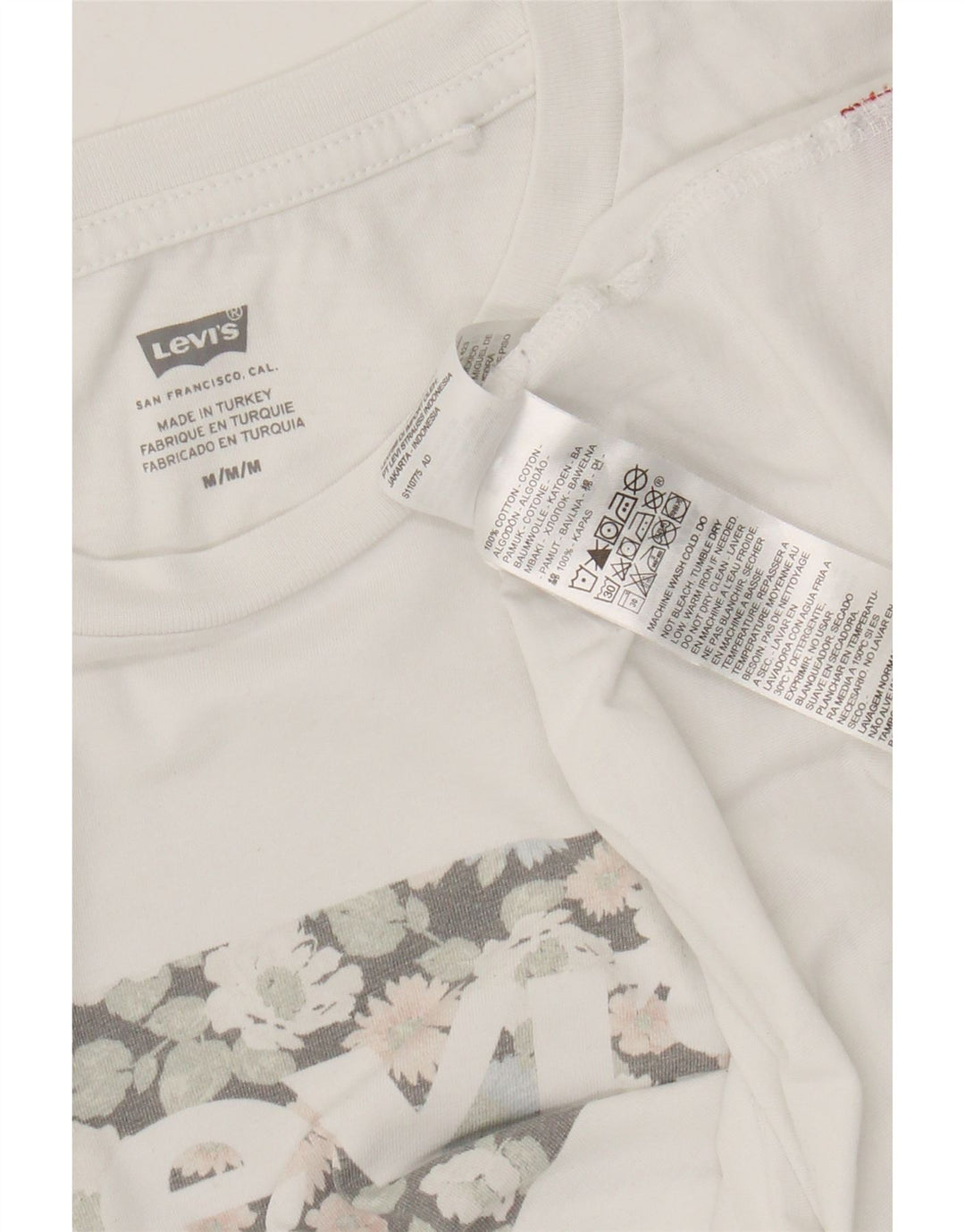 Damska koszulka z grafiką Levi's Top UK 12 Średnia biała bawełna