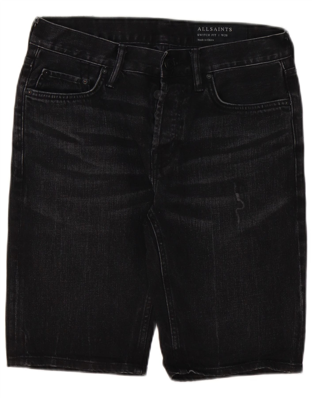 Męskie spodenki jeansowe All Saints Switch Fit W28, średnia czarna bawełna