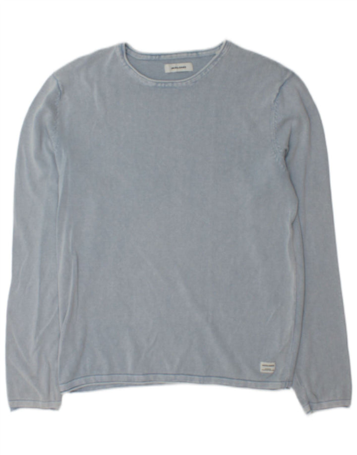 Męski sweter Jack & Jones z dekoltem w łódkę, średni niebieski, bawełniany