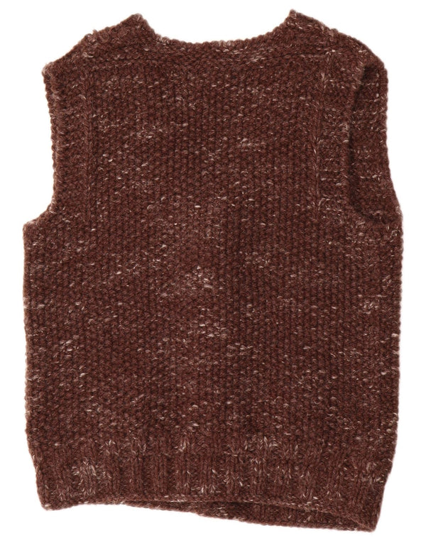 Męski sweter bez rękawów w stylu vintage, średniobrązowy, nakrapiany