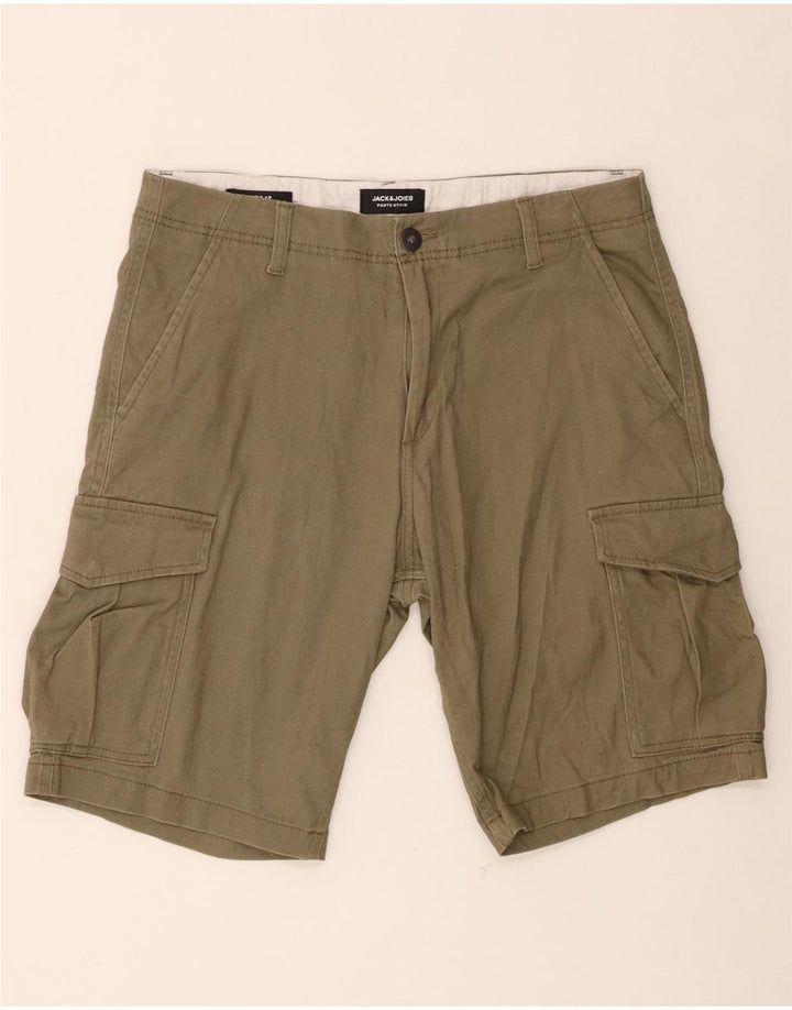 Męskie szorty cargo Jack & Jones o regularnym kroju, średnie W32, bawełna khaki