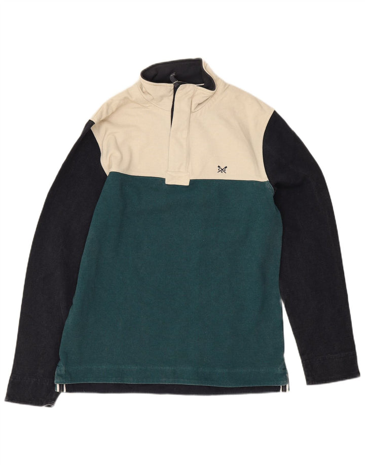 CREW CLOTHING Męski sweterek dresowy, mały, wielokolorowy, z blokami kolorów