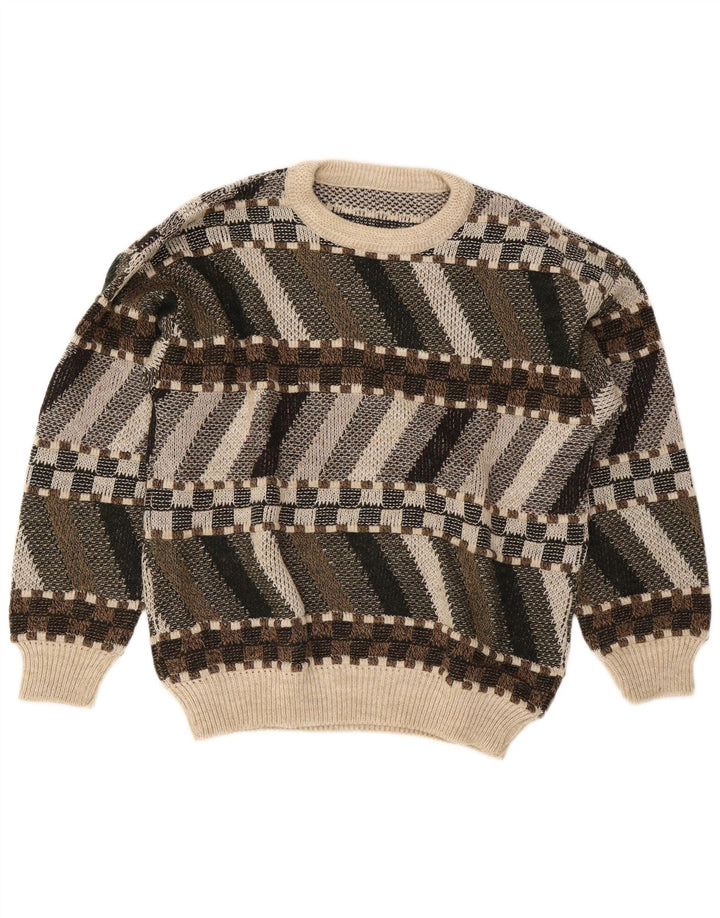 Sweter męski z okrągłym dekoltem w stylu vintage IT 48/50, średni, wielobarwny