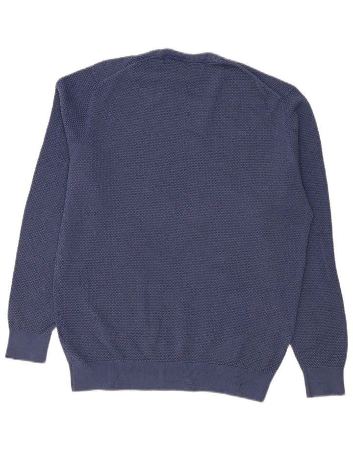 Męski sweter Massimo Dutti z okrągłym dekoltem, duży, niebieski, bawełniany