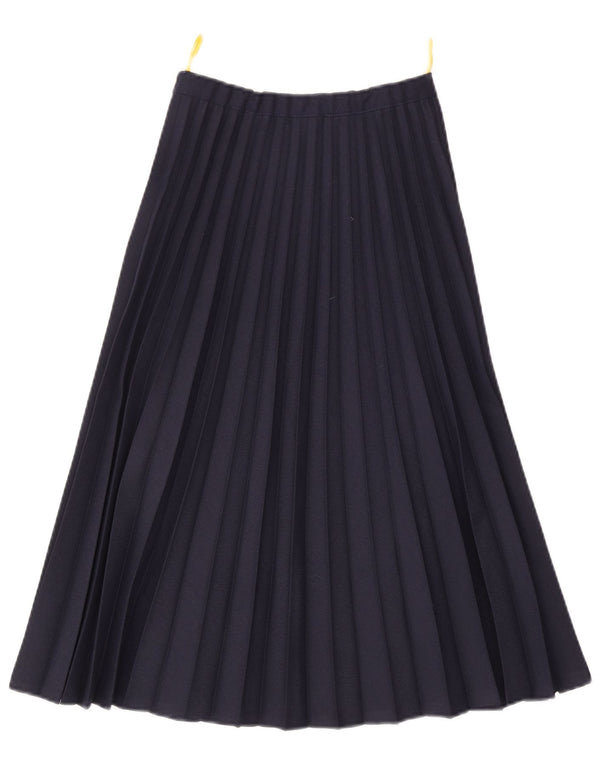 Vintage Womens Knife Pleated Skirt IT 38 XS W24  Navy Blue Polyamide