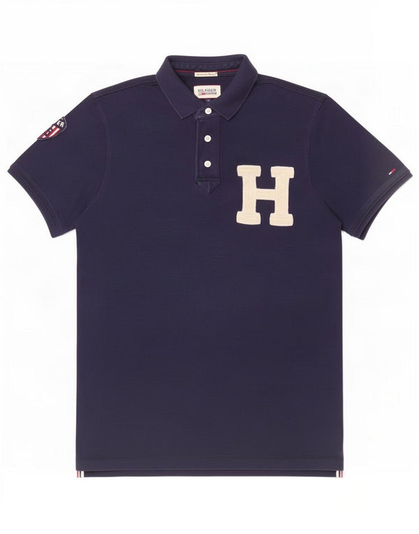 Męska koszulka polo Tommy Hilfiger z grafiką, średnia, granatowa, bawełniana