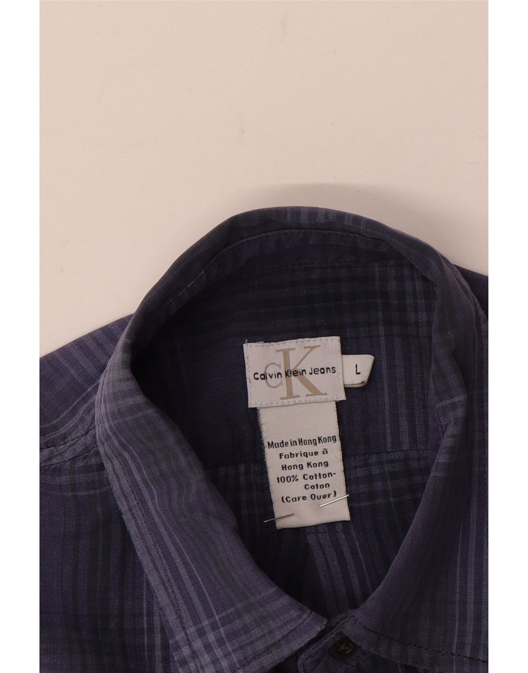 Męska koszula z krótkim rękawem Calvin Klein Jeans, duża, niebieska, bawełniana krata