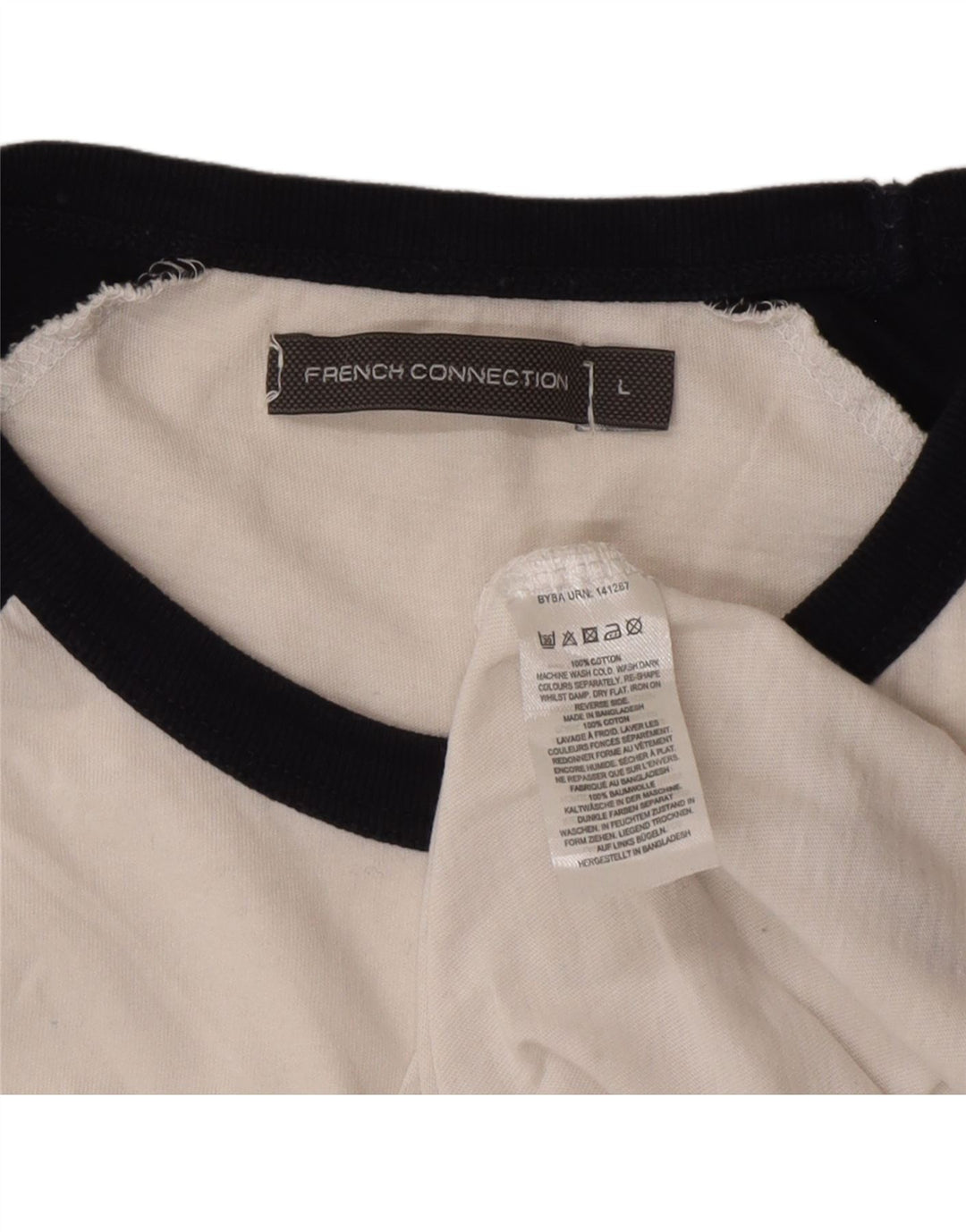T-shirt damski French Connection, duży, biały, bawełniany z blokami kolorów