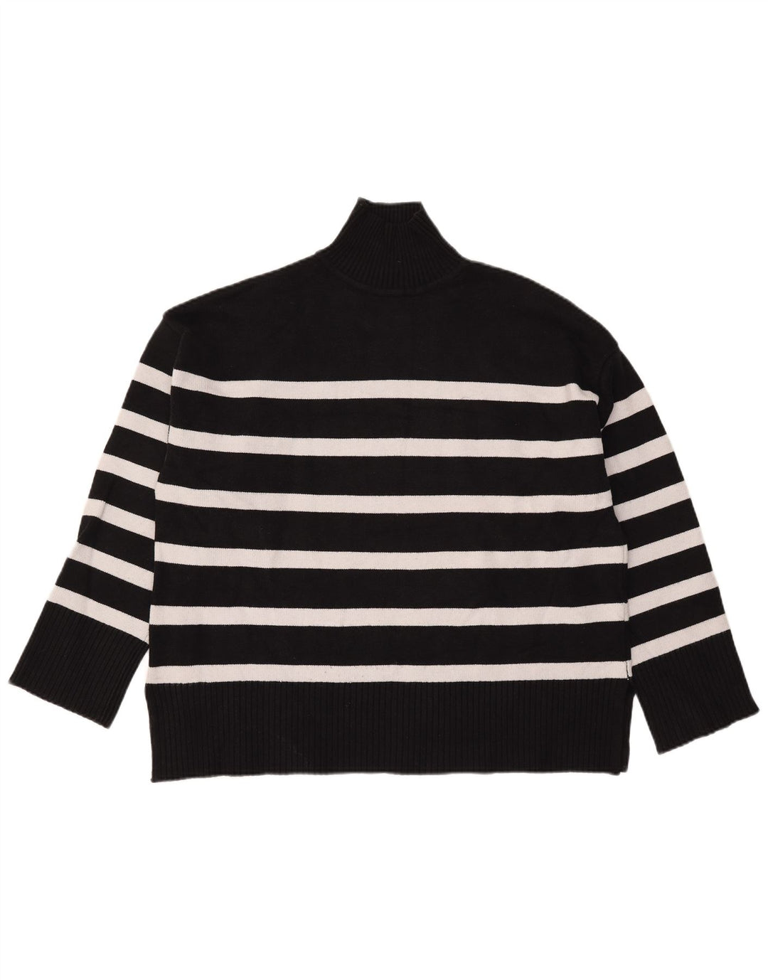 Damski sweter oversize z golfem Zara UK 16, duże czarne paski