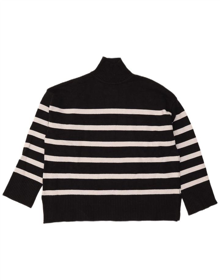 Damski sweter oversize z golfem Zara UK 16, duże czarne paski