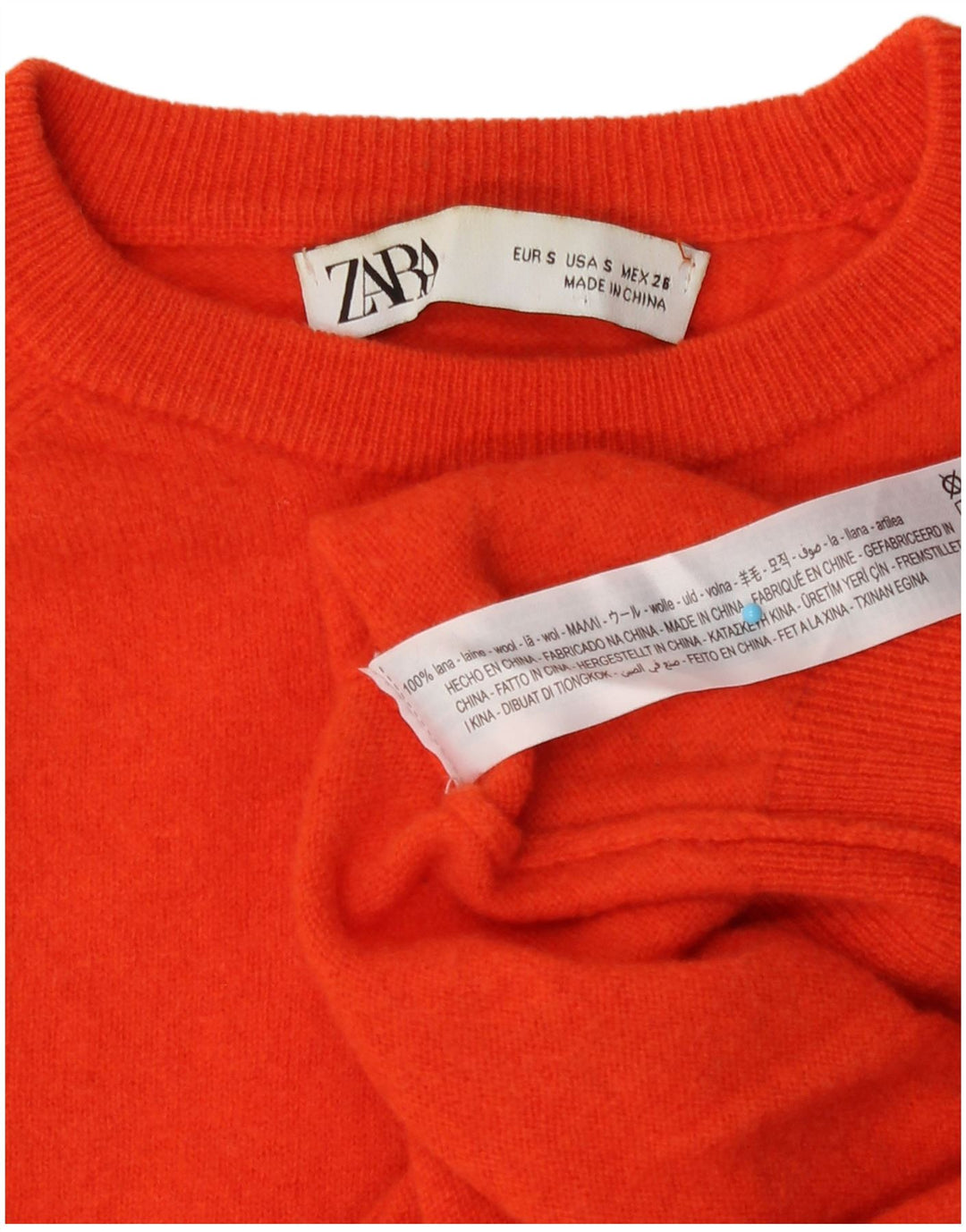 Męski sweter z okrągłym dekoltem Zara, mała, pomarańczowa wełna