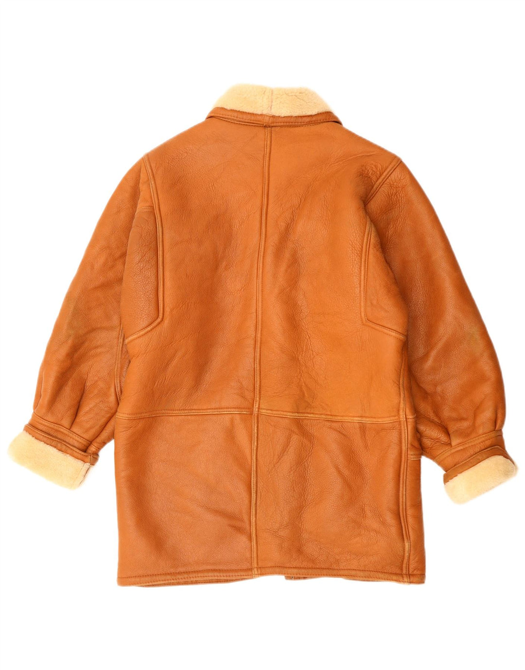 Vintage damski płaszcz z owczej skóry EU 42, duży brązowy