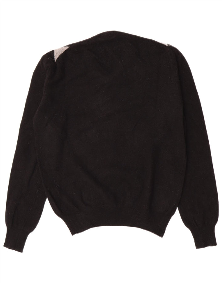 Męski sweter Kappa z dekoltem w kształcie litery V, średni czarny Argyle/Diament