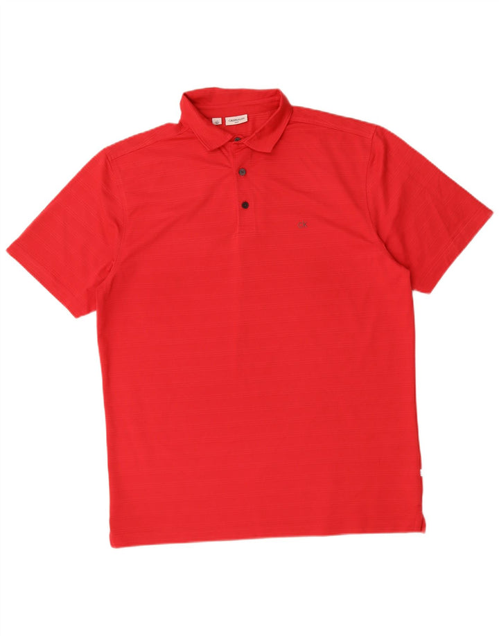 Męska koszulka polo Calvin Klein, duża, czerwona, poliestrowa