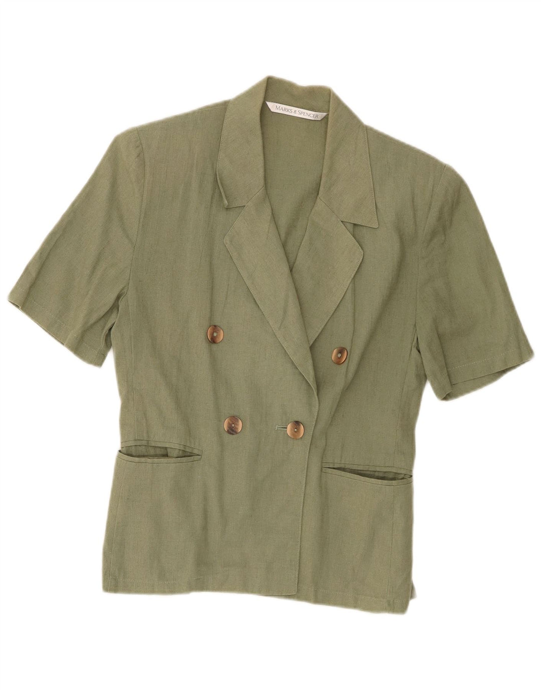 Marks & Spencer Damska marynarka z krótkim rękawem, UK 10, mała, khaki