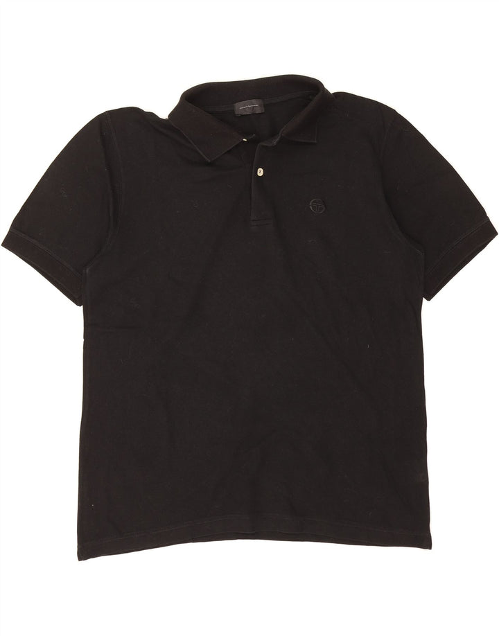 SERGIO TACCHINI Mens Polo Shirt IT 48 Medium Black Cotton Vintage Sergio Tacchini and Second-Hand Sergio Tacchini from Messina Hembry 