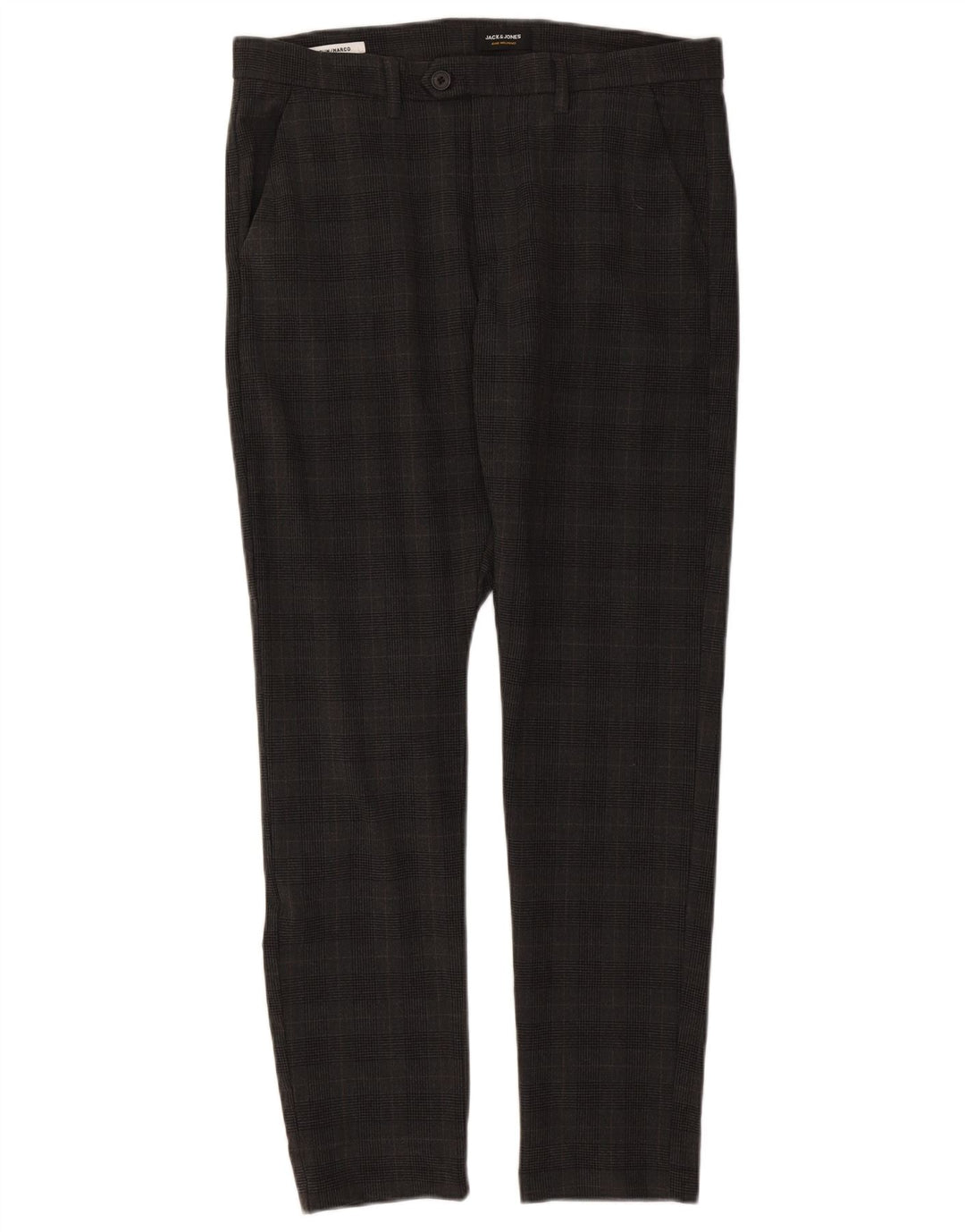 Męskie spodnie garniturowe Jack & Jones Marco W34 L32 w szarą kratkę, poliester