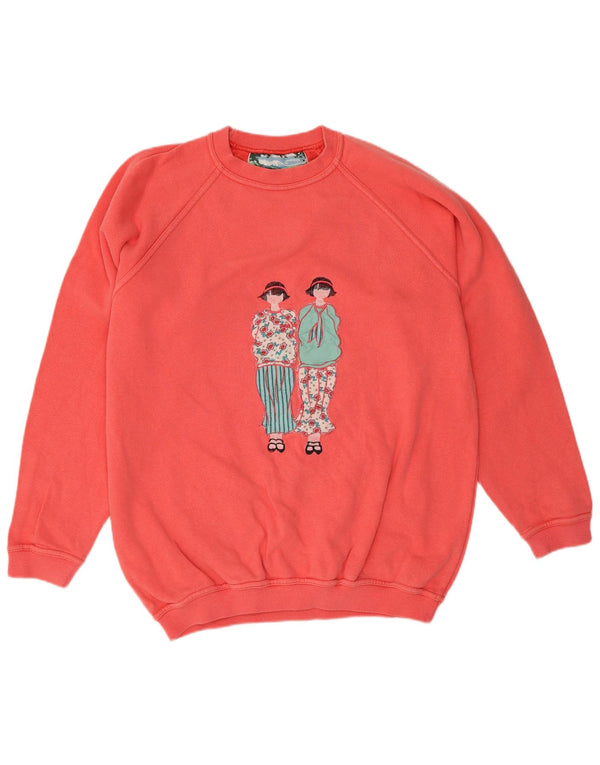 Damska bluza z grafiką Naj Oleari Jumper UK 12 Średnioróżowa bawełniana retro