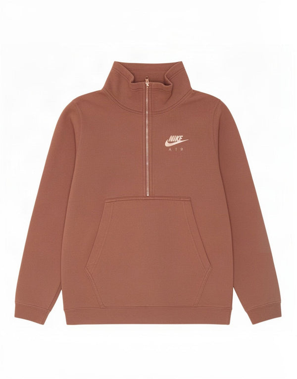 Damski sweter oversize z zamkiem błyskawicznym Nike, UK 10, mały, brązowy, bawełniany