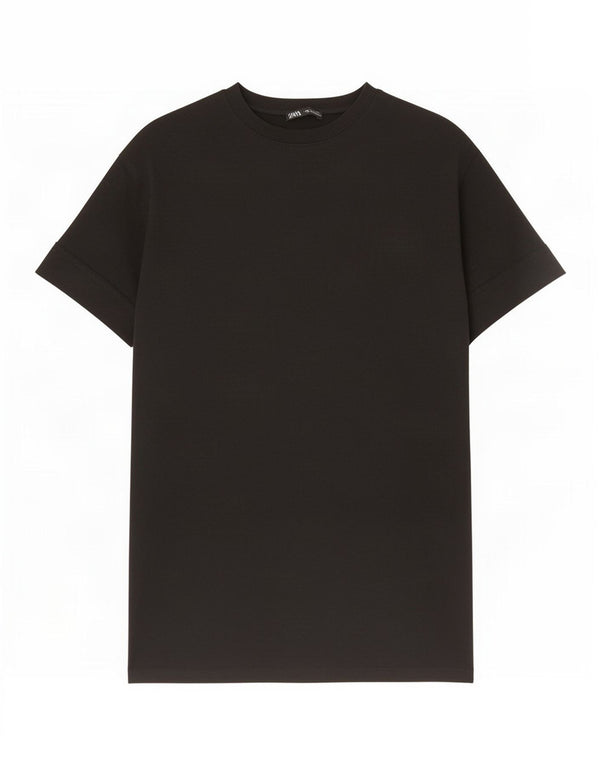 Zara Womens Oversized T-Shirt Dress UK 10 Small Black Cotton