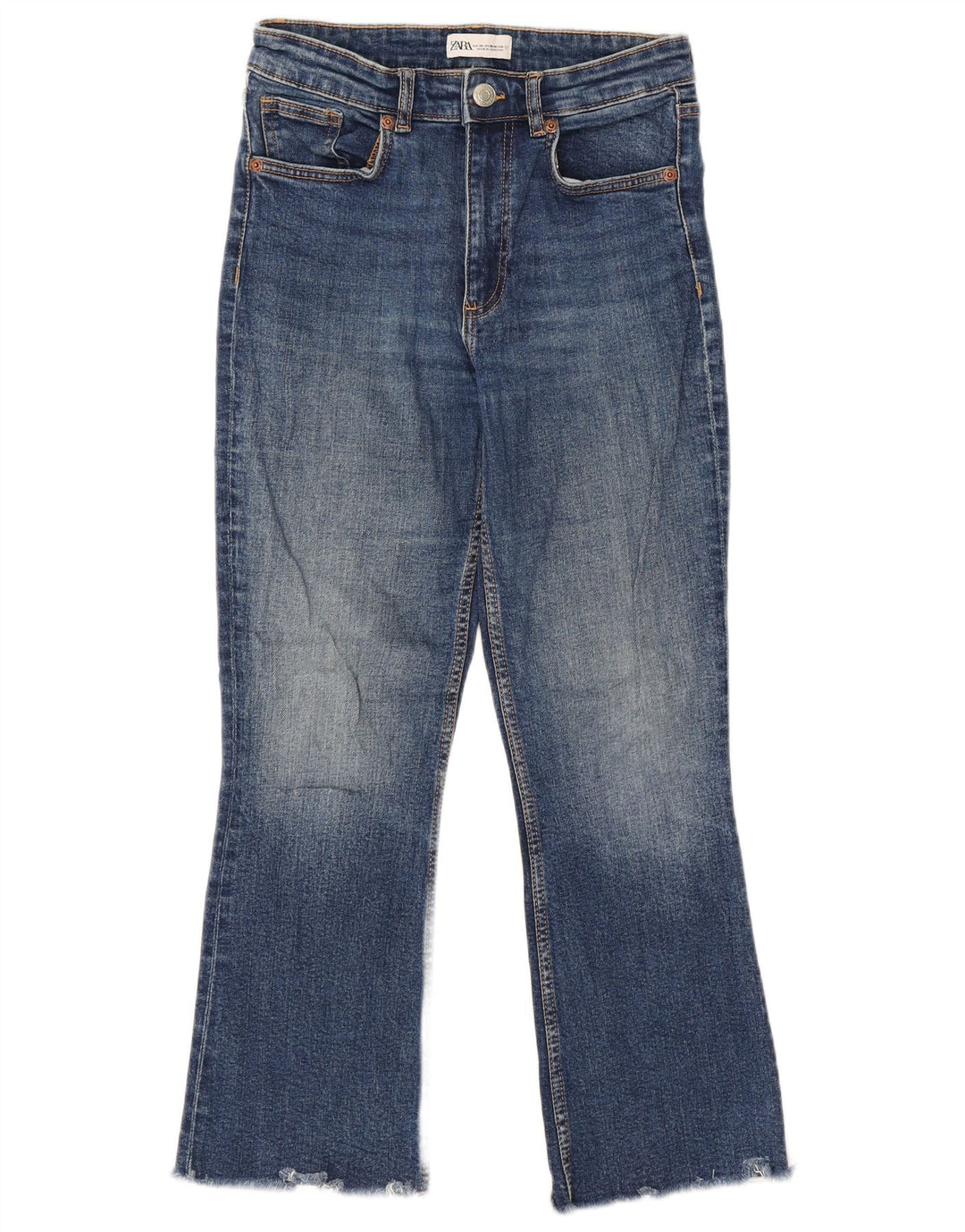 Jeansy damskie Zara Crop Bootcut EU 38 Small W28 L25 Niebieskie