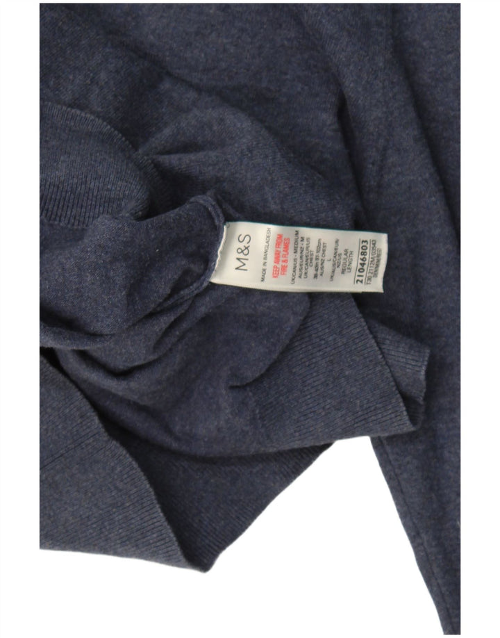 Marks & Spencer Męski sweter polo, średni, granatowy, bawełniany