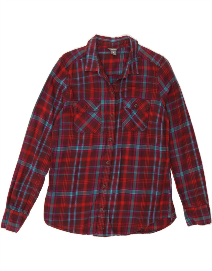 EDDIE BAUER Womens Flannel Shirt UK 14 Medium Red Check Cotton Vintage Eddie Bauer and Second-Hand Eddie Bauer from Messina Hembry 