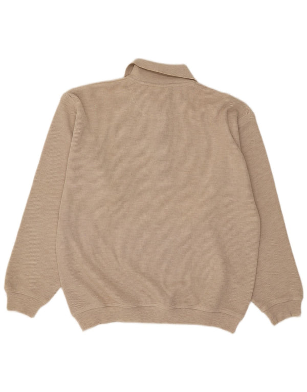 Bounded Waters Mens Polo Neck Jumper Sweater Medium Beige