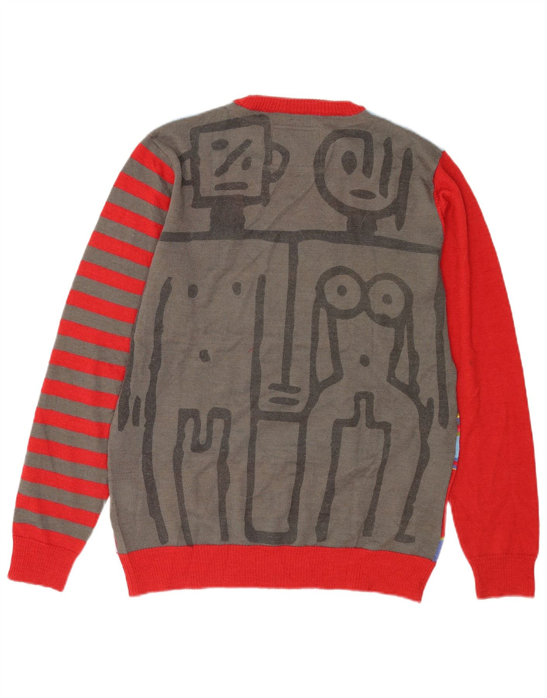 Męski sweter Desigual z wycięciem pod szyją i średnimi wielobarwnymi paskami