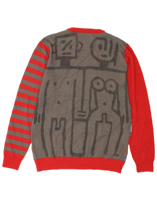 Męski sweter Desigual z wycięciem pod szyją i średnimi wielobarwnymi paskami
