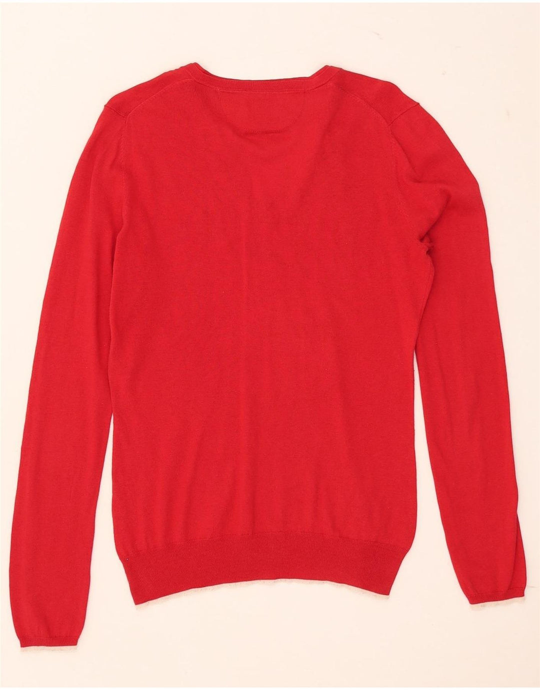 Sweter damski Massimo Dutti z dekoltem w kształcie litery V, UK 12, średni czerwony jedwab