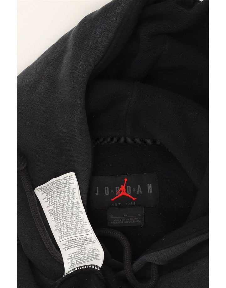 JORDAN Mens Graphic Hoodie Jumper Medium Black Polyester Vintage Jordan and Second-Hand Jordan from Messina Hembry 
