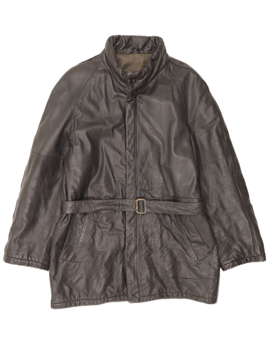 Męska kurtka skórzana VINTAGE IT 54 2XL Czarna skóra