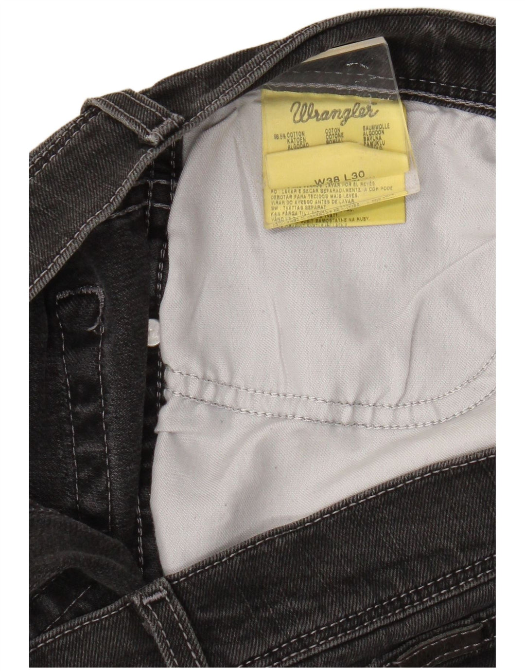 Męskie proste dżinsy Wrangler W38 L27 Szara bawełna