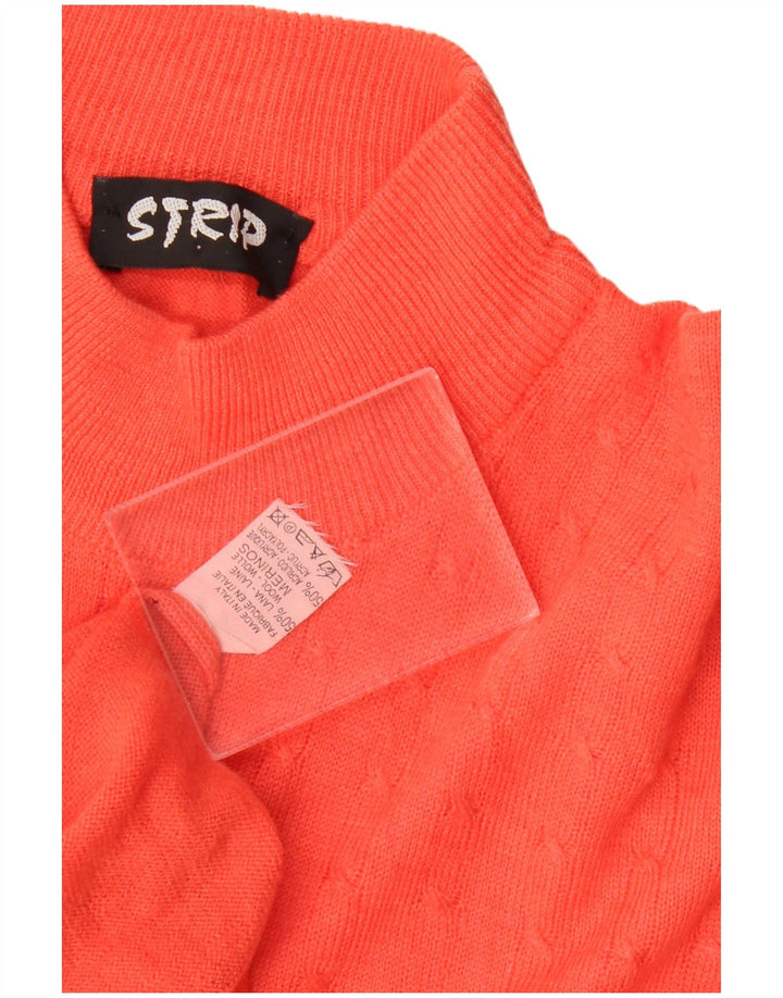 Sweter damski w stylu vintage z golfem UK 16, duży, pomarańczowy, wełniany