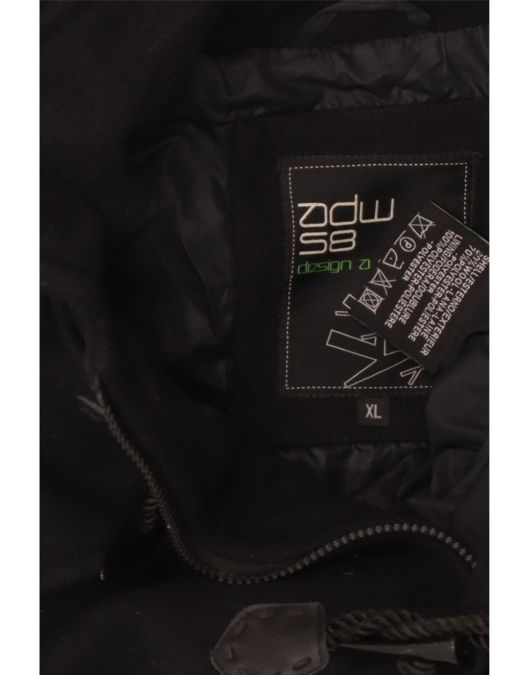 Damski płaszcz z kapturem VINTAGE UK 18 XL, granatowy, wełniany