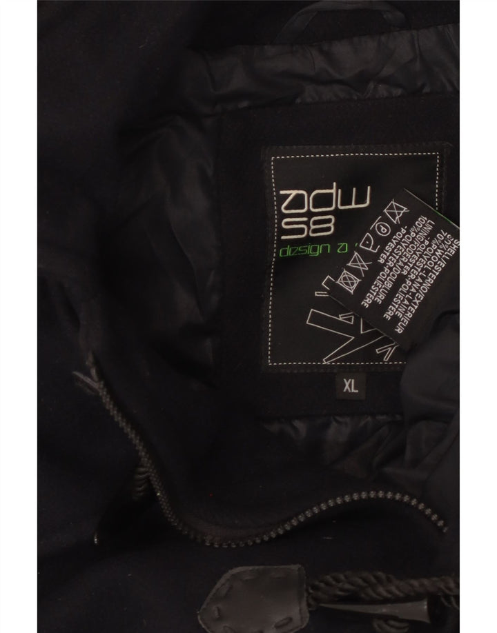 Damski płaszcz z kapturem VINTAGE UK 18 XL, granatowy, wełniany