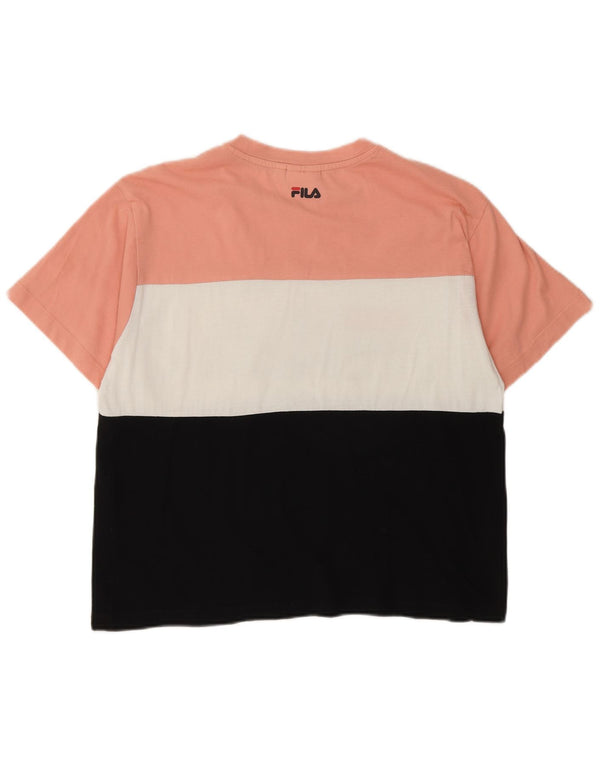 Damska koszulka z grafiką Fila Top UK 14 Medium, wielobarwna, z blokami kolorów