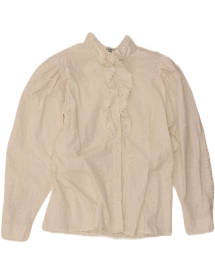 Damska koszula z falbanką Yessica EU 46 XL, biały poliester