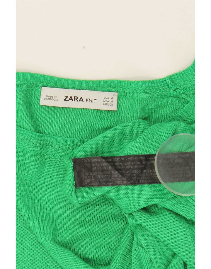 Damski sweter oversize Zara z dekoltem w łódkę UK 14 Średni zielony wiskoza