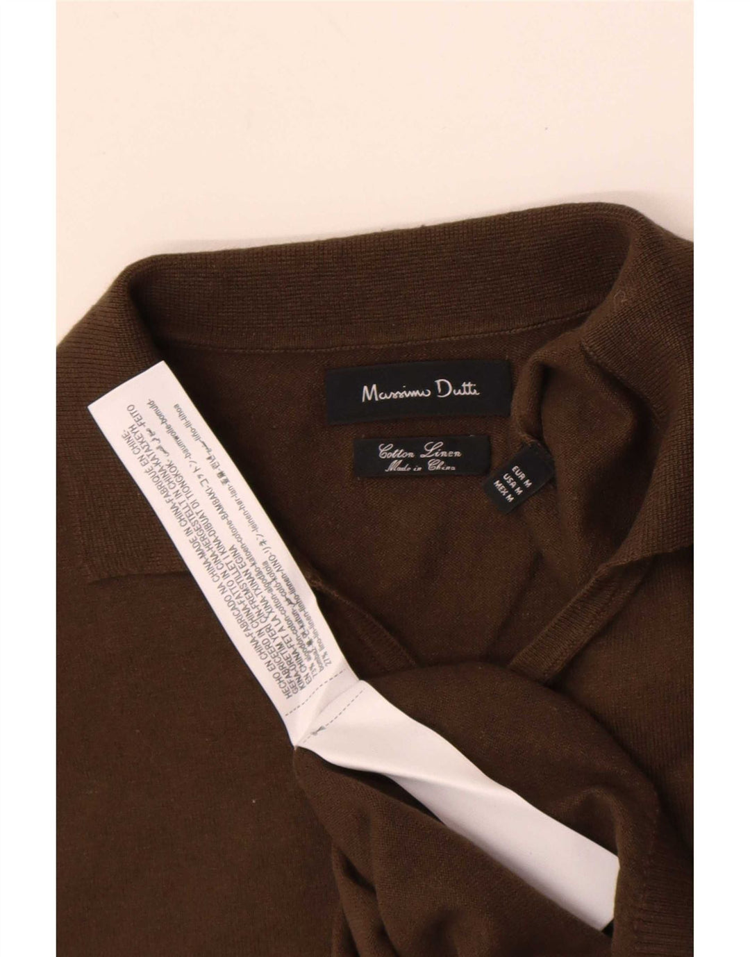Męska koszulka polo Massimo Dutti, średnia, bawełniana khaki