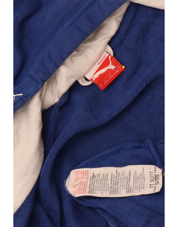 Męski sweter z kapturem i zamkiem błyskawicznym Puma, mały, niebieski, bawełniany