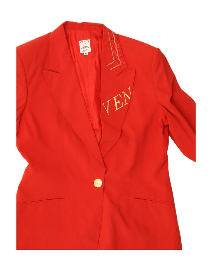 ICEBERG Womens Graphic 1 Button Blazer Jacket UK 44 Medium Red Classic Vintage Iceberg and Second-Hand Iceberg from Messina Hembry 