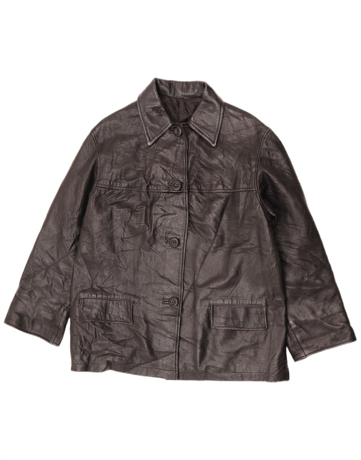 Vintage damska kurtka skórzana IT 44, średnia czarna skóra