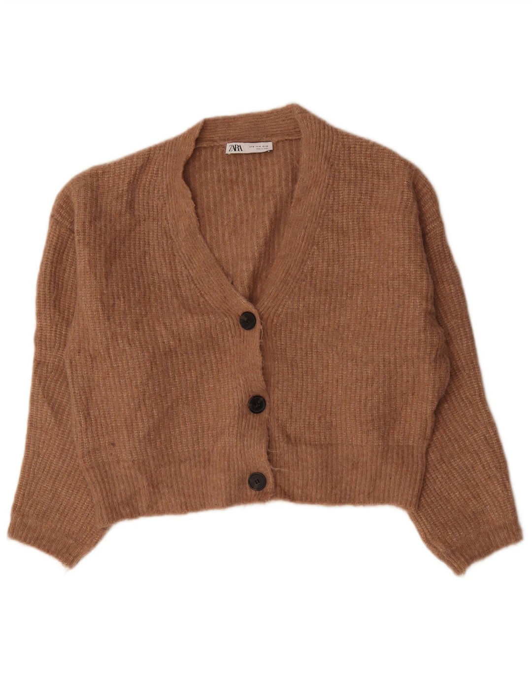 Damski sweter typu Crop Oversize Zara UK 14 Średni brązowy nylon