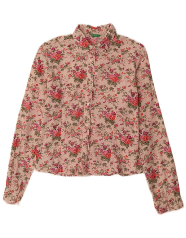 Koszula dziewczęca Benetton 11-12 lat XL, różowa, bawełniana w kwiaty