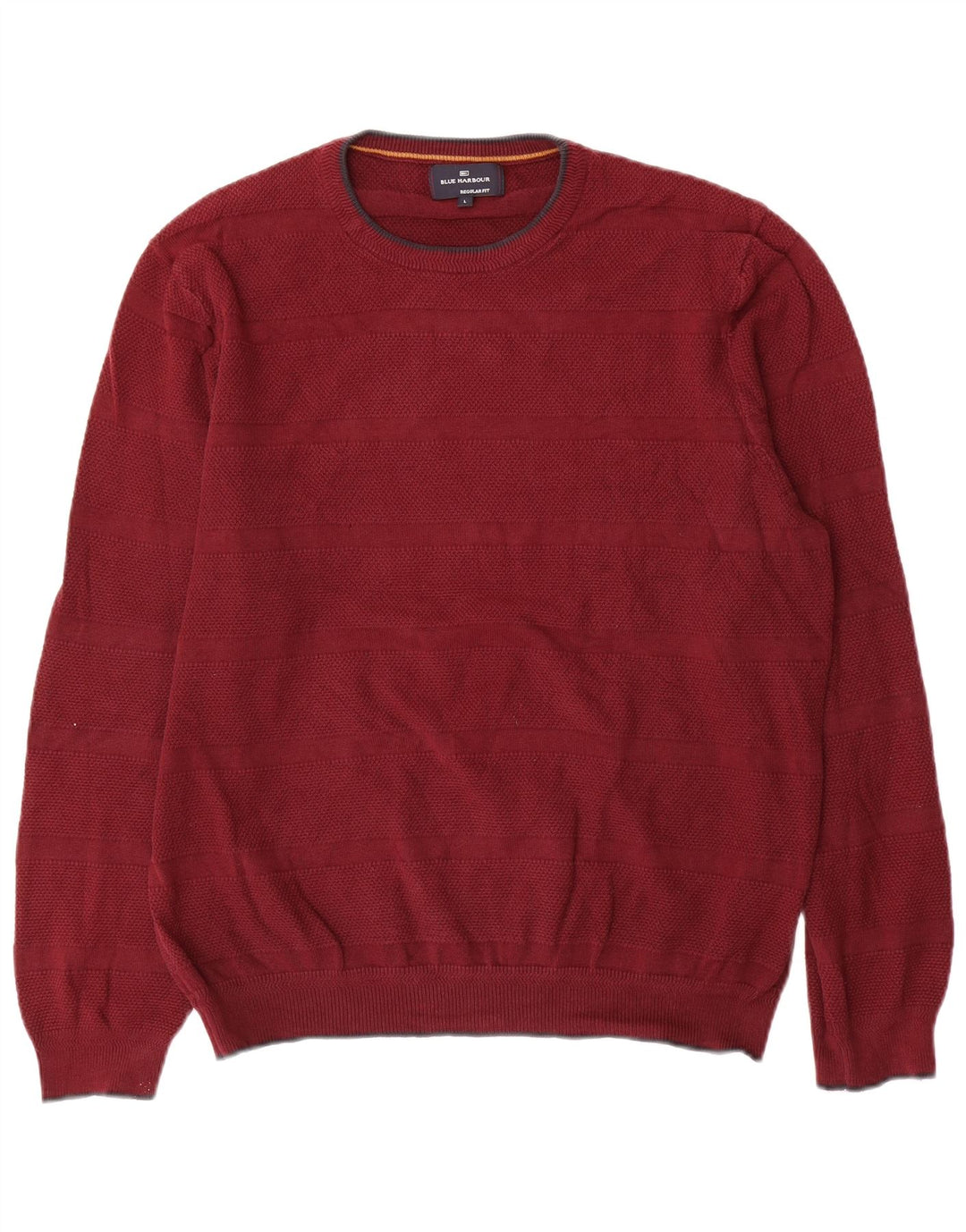 Męski sweter Marks & Spencer Blue Harbor z okrągłym dekoltem, duży, bordowy