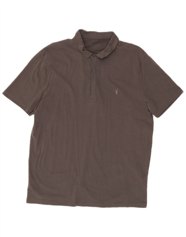 Męska koszulka polo All Saints o regularnym kroju XL, szara, bawełniana