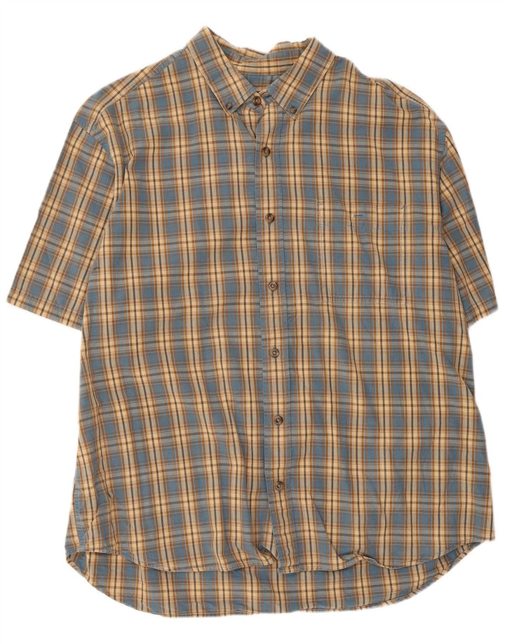 Koszula męska z krótkim rękawem EDDIE BAUER XL, bawełniana w niebieską kratkę