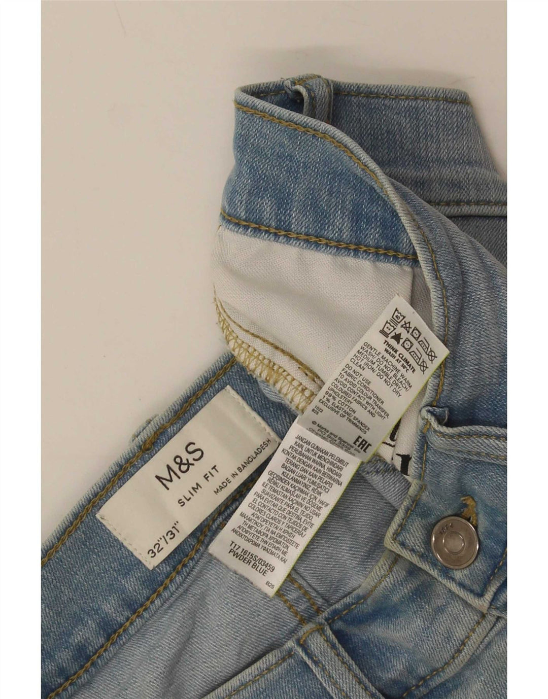 Marks & Spencer Męskie jeansy slim W32 L31 Niebieskie bawełniane